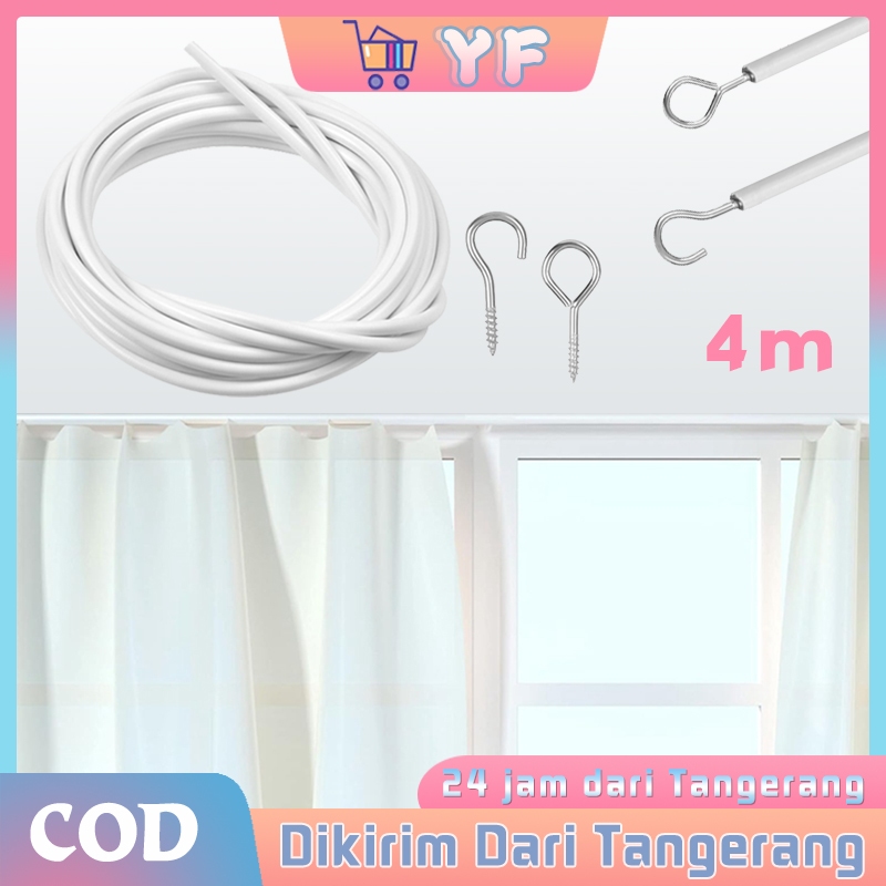 4m Kawat Spiral Gorden Kolong Dapur Dan 12pcs Hook Tempel Gorden Kolong Dapur