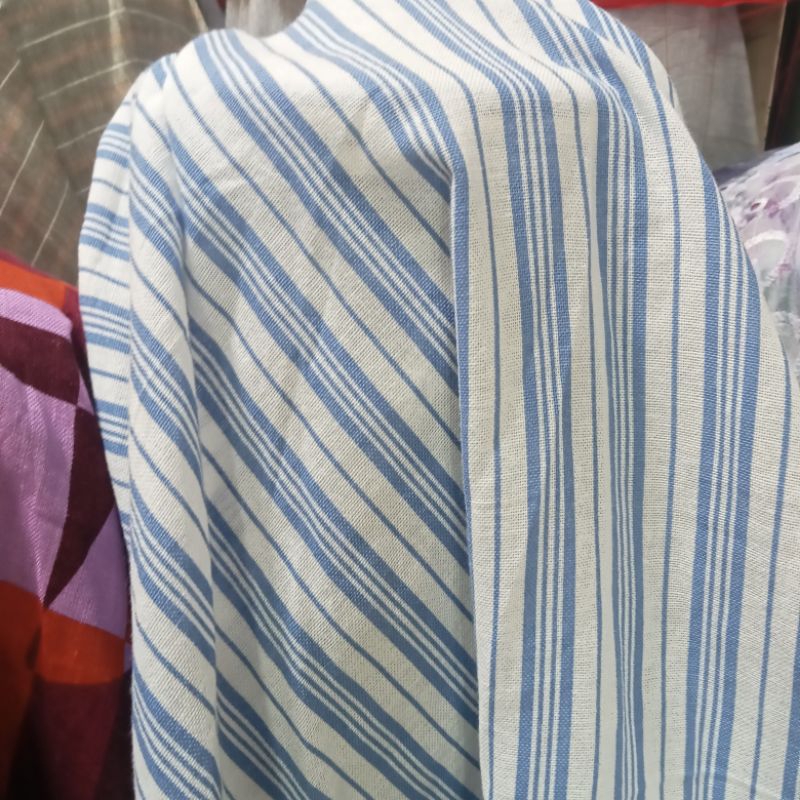 bahan kain cotton pure linen import motif harga meteran
