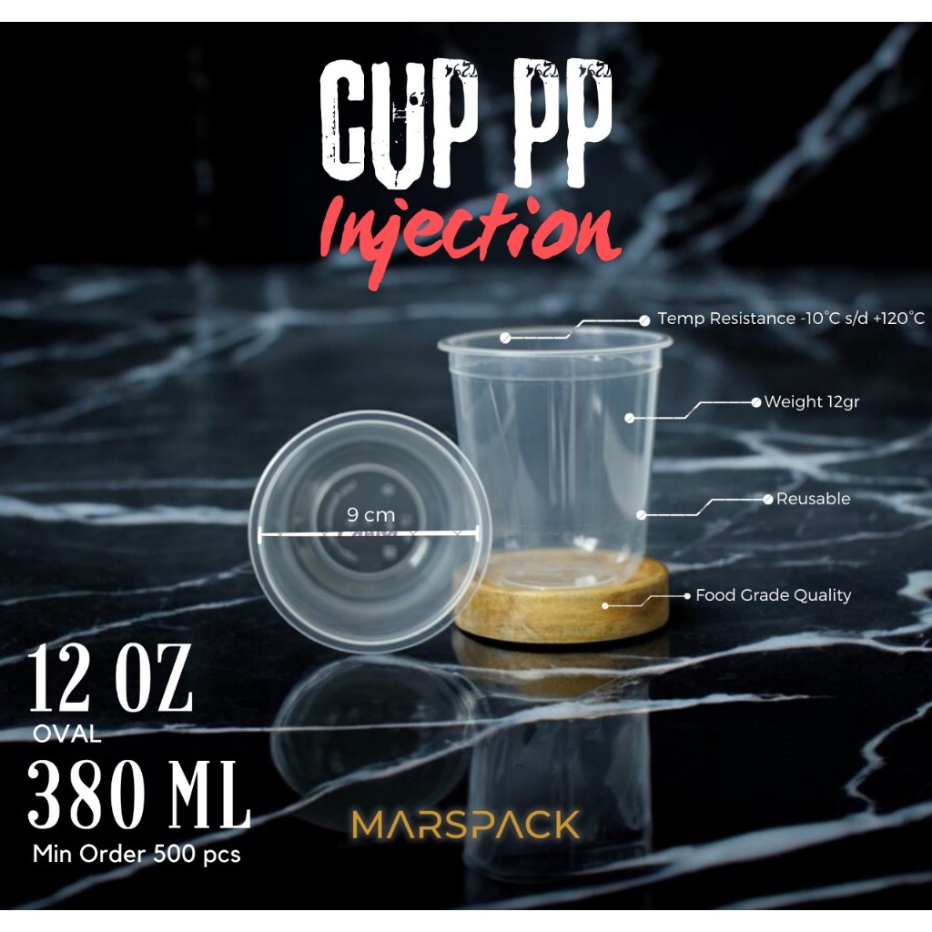 Cup Injection PP 12oz Oval 380ml - Cup only