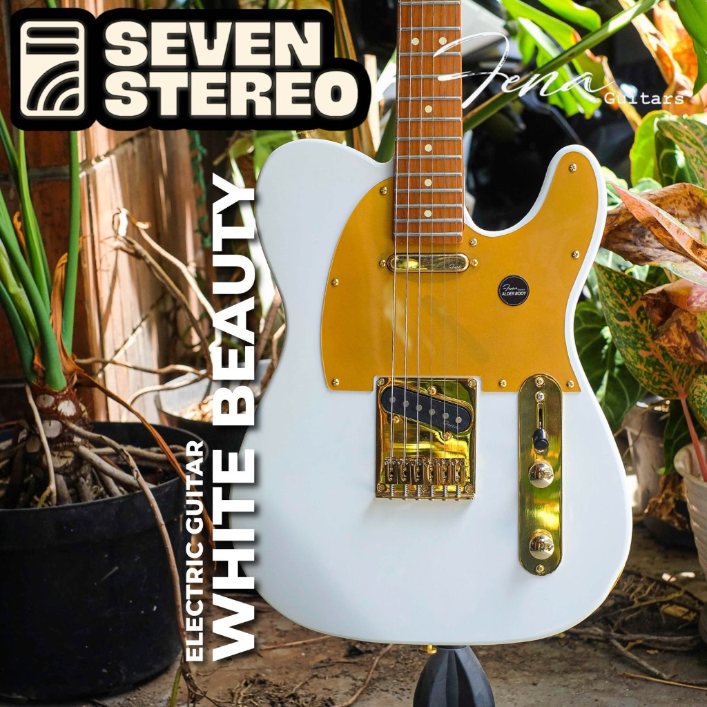 Fena Telecaster White Beauty Roasted Maple Neck Electric Guitar