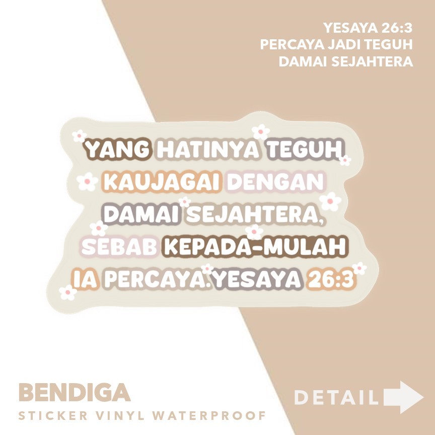 

Stiker Yesaya Keteguhan Hati | Bendiga Christian Sticker | Sticker Tumblr Bible Verse| Sticker Vinyl Waterproof | Stiker Tahan Air | Stiker Rohani Kristen Planner Journal | Stiker Seri Alkitab Ayat Emas