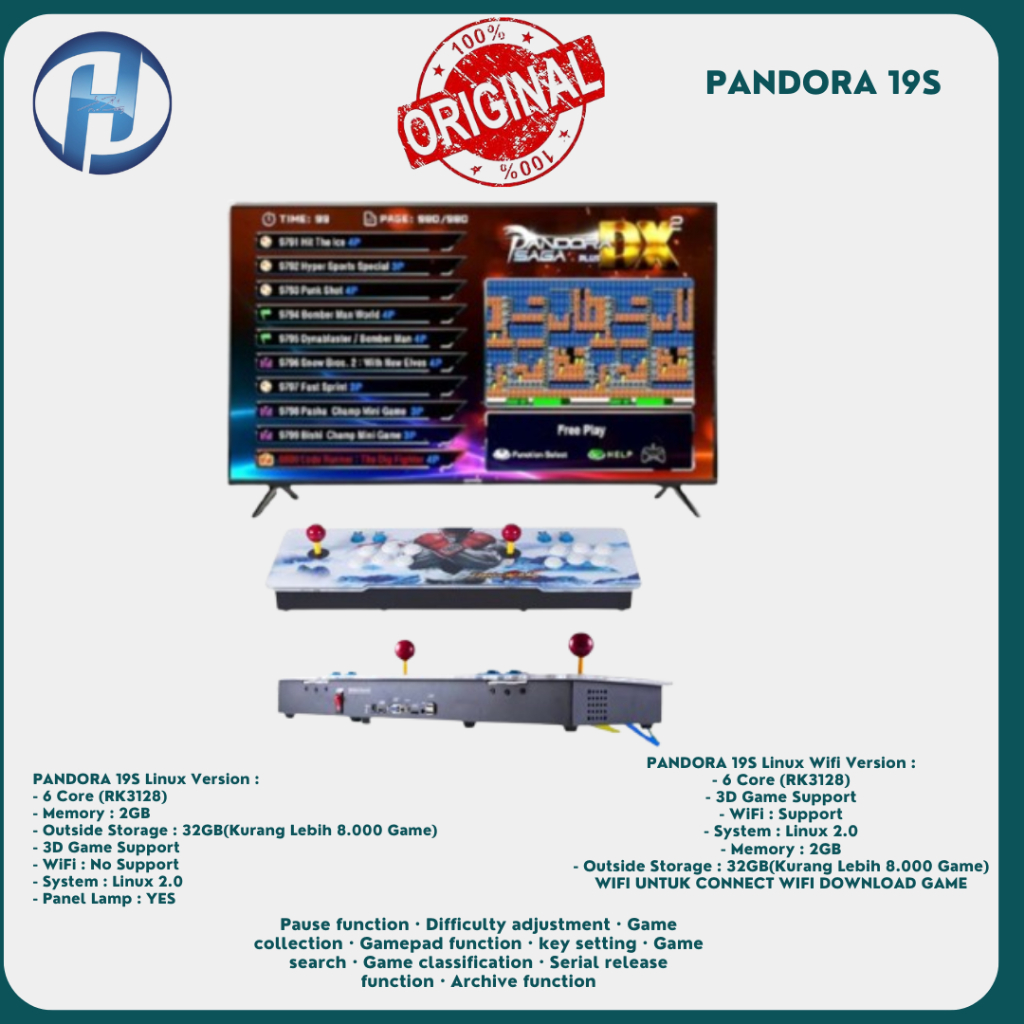 PANDORA 19S Arcade Games Stick 3D Game Box Video Game Classic DINGDONG