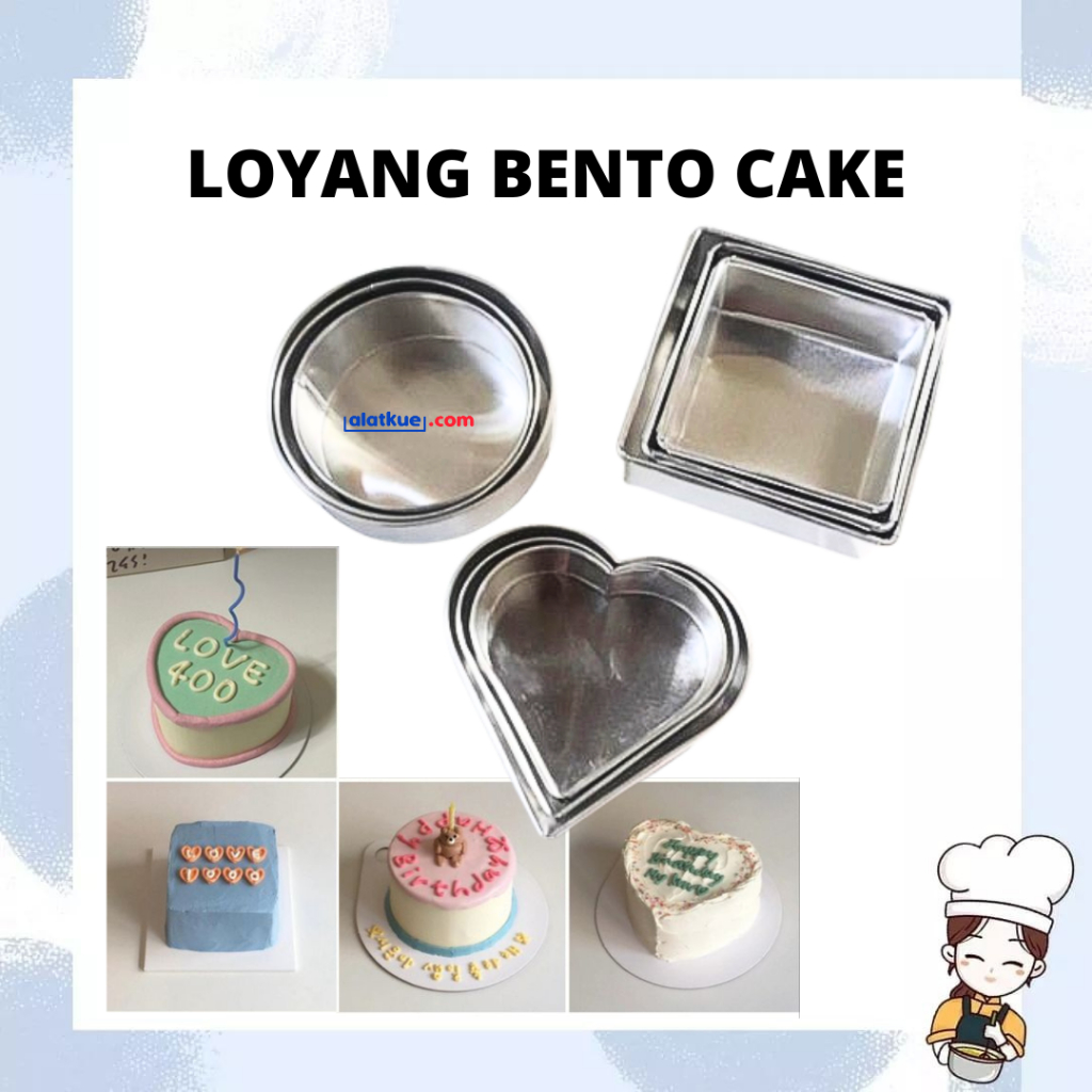 Loyang Bulat Kotak Loyang Hati Set 3pcs Cetakan Bento Cake Loyang Bento Cake Loyang Korean Cake