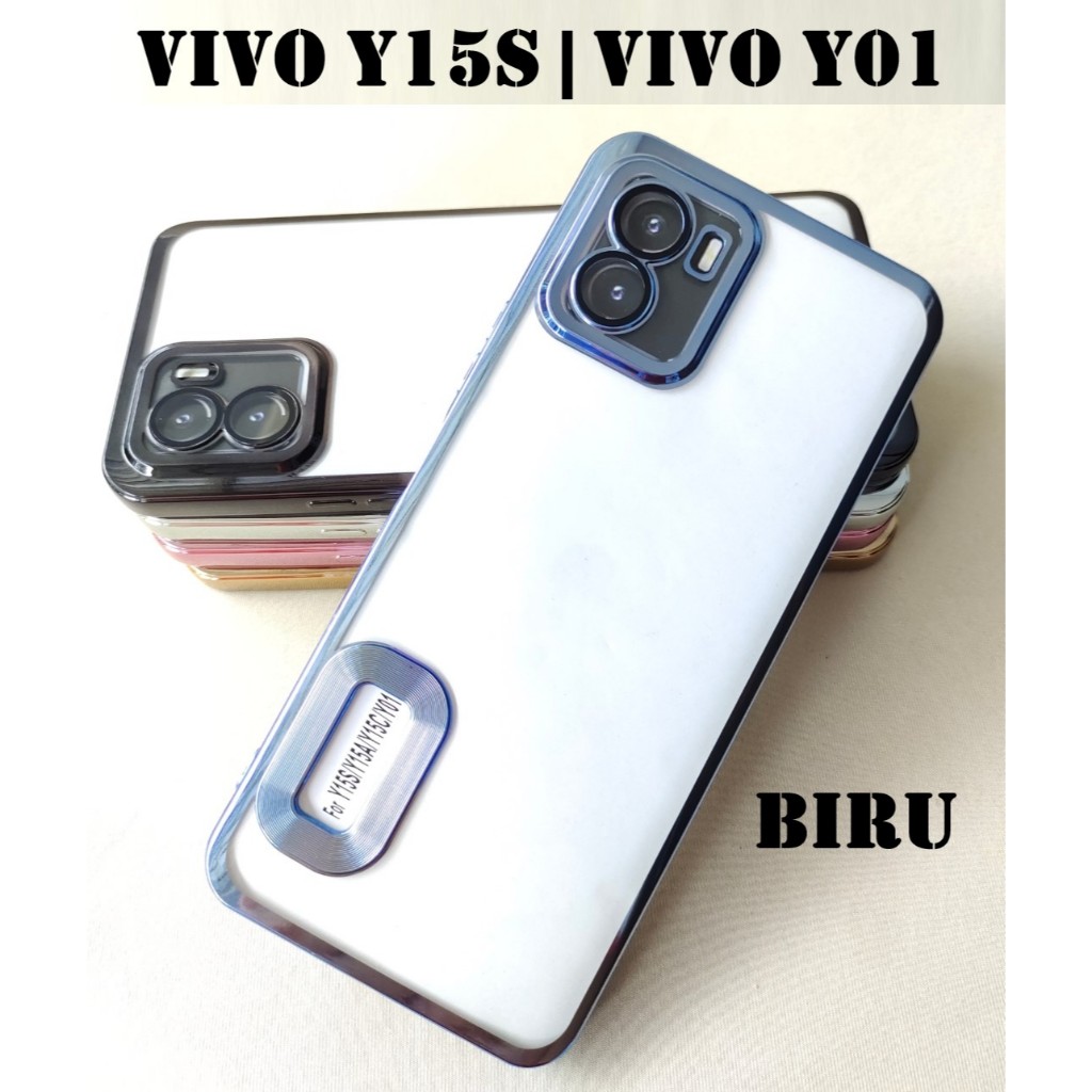 soft case chrome untuk VIVO Y15S/VIVO YO1 ada pelindung lensa belakang