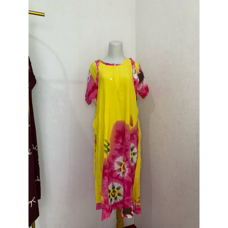 Daster Bali | Daster viral | Daster Fuji | Daster adem |Gaun Bunga Lengan Panjang Tengkorak