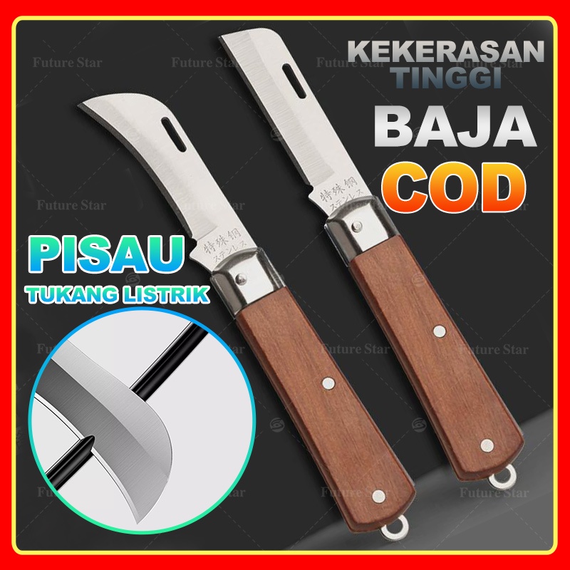 

Pisau Lipat Listrik LURUS &BENGKOK Electrician Pocket Knife for Cable & Duct Slitting and Dismantling,Ideal for Electricians