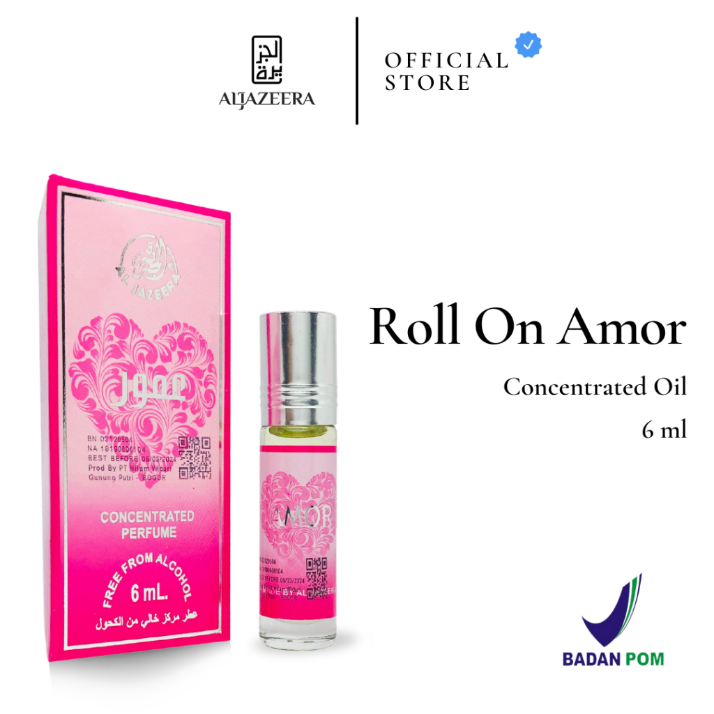 Amor Parfum Roll On Arab 6 ml Non Alkohol | Minyak Wangi Concentrated Oil | Original Segel Pabrik | 