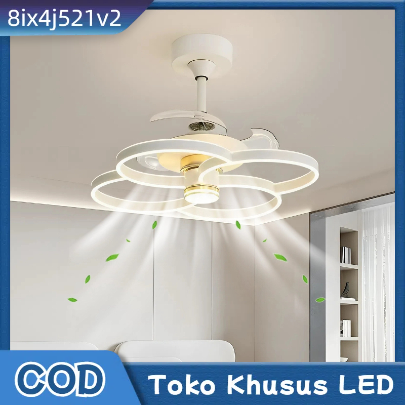 Lampu Kipas Angin Minimalis 3 Warna Ruang Tamu Modern Lampu Gantung Kipas LED Lampu Kipas Plafon Hia