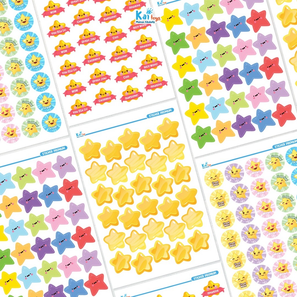 

Stiker Bintang Smile Anti Air / Sticker Smiley Star Premium / Reward Sticker Anak Smile TK PAUD