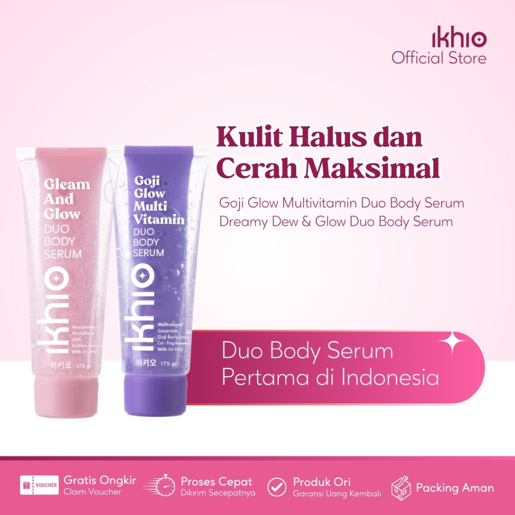 Ikhio [2 Pcs Bundle] Gleam And Glow I Goji Glow Multivitamin Body Lotion Serum I Serum Pencerah Kuli