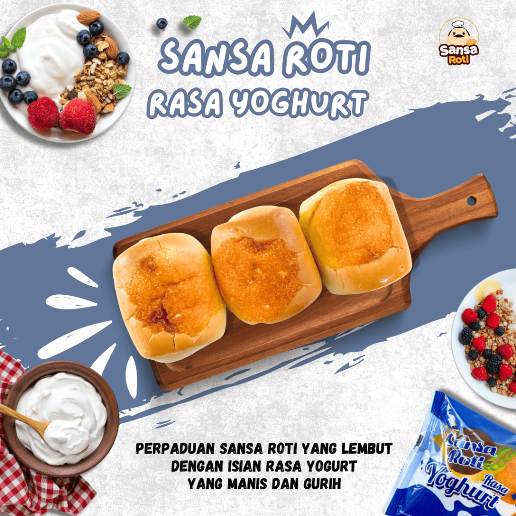 

RB Sansa Roti Rasa Yoghurt isi 15 Pcs + (FREE 3 PCS) Cemilan Roti Yogurt Lembut Gurih dan Halal