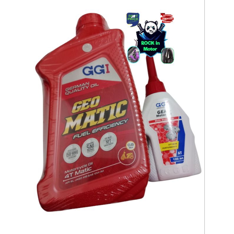 Oli mesin motor matic Geo matic GGI 800ml 10-30w + gardan GGI 120ml cocok untuk semua motor matic