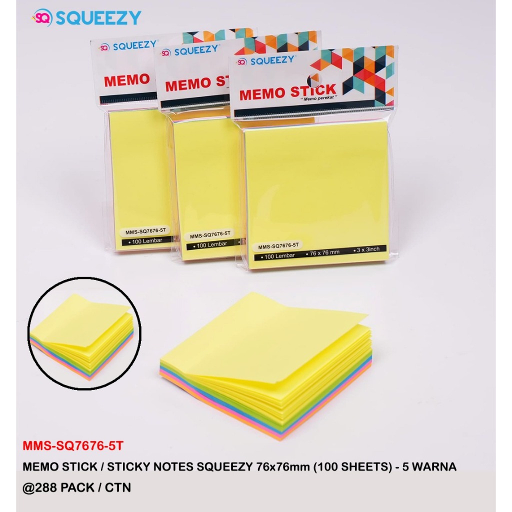 

MEMO STICK 5 WARNA 76X76 SQ 7676 SQUEEZY