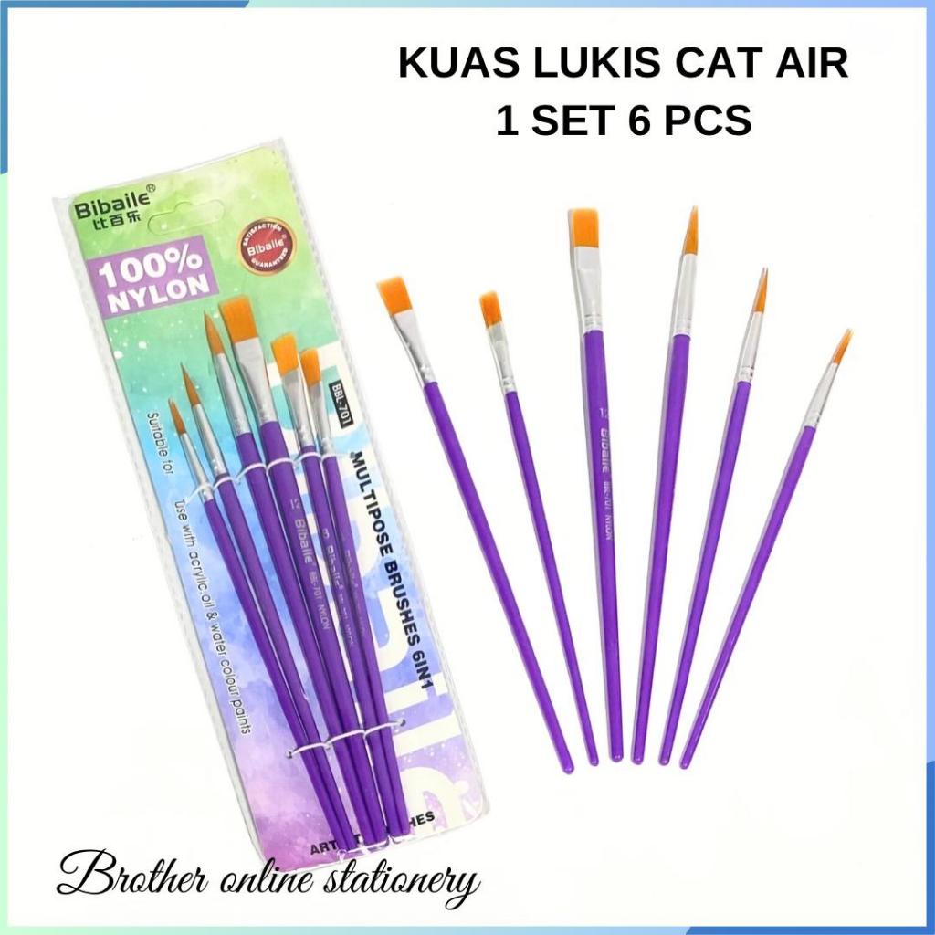 

BOS Kuas Lukis Cat Air Paint Brush Nilon Ujung Lancip Dan Flat / Kuas Melukis