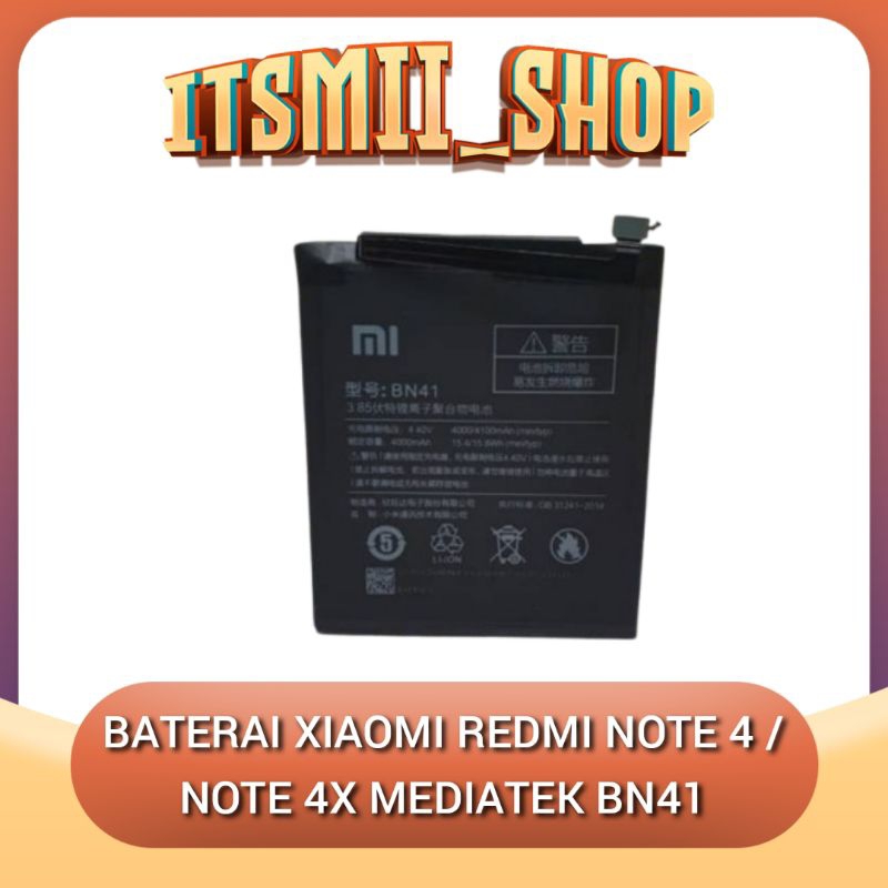 Batre Baterai Battery Xiaomi Redmi Note 4 | Note 4x Mediatek BN41 Original 100%
