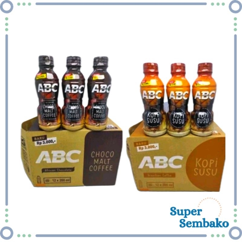 

KOPI ABC BOTOL CHOCOMALT COFFEE KOPI SUSU 200ml PER 1 DOS ISI 24 BOTOL