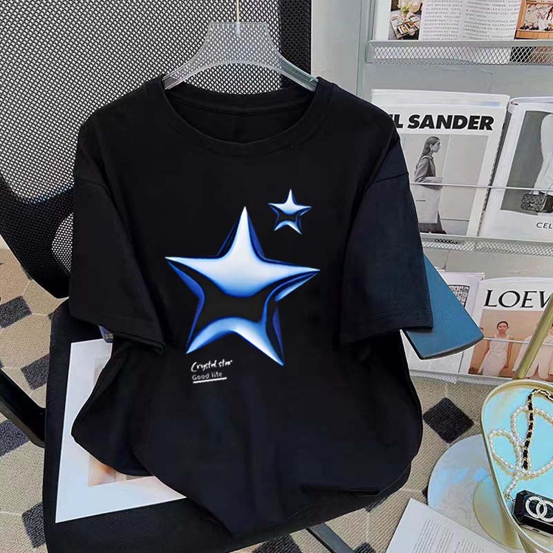 Bintang berujung lima tiga dimensi cetak 3D  Kaos Lengan Pendek Pria|Kaos Pria Terbaru 2024|Kaos Cot