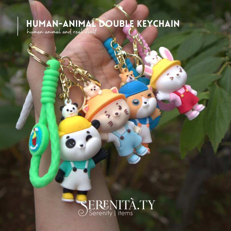 SERENITA.TY | Animals Keychain | Animal Human Key Chain | Ganci Binatang | Gantungan Kunci Hiasan Ta