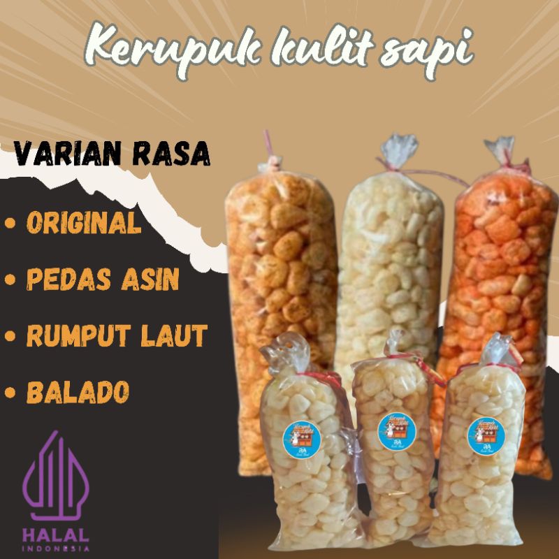 

kerupuk kulit sapi 500gr/derokdok/kerupuk kulit/snek/rambak/keripik/makanan ringan