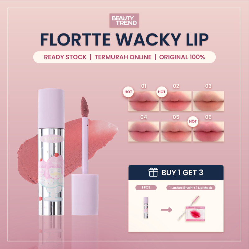 [READY ORI] Flortte Wackky Lip Cream  Flortte Wackky Girl's World Lip Cream Flortte Wackky Lip Gloss