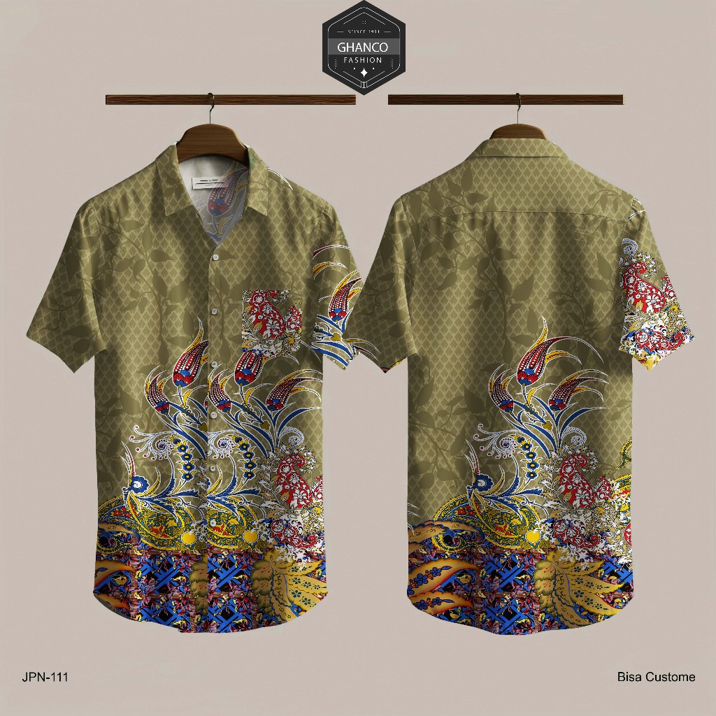 Baju Setelan Kemeja Laki Laki Motif Batik Pria Lengan Pendek Kondangan