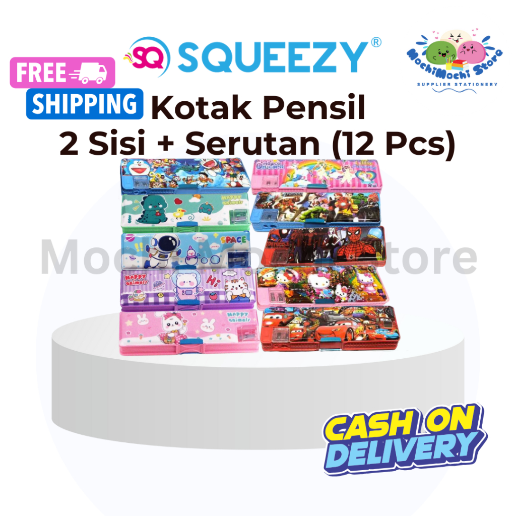 

PER LUSIN/12 PCS Kotak Pensil Magnet 2 Sisi + Serutan | Pencil Case Magnet + Sharpener | Tempat Pensil | Kotak Pensil Plus Serutan Karakter Tutup Magnet | CC-7808 | A-2022