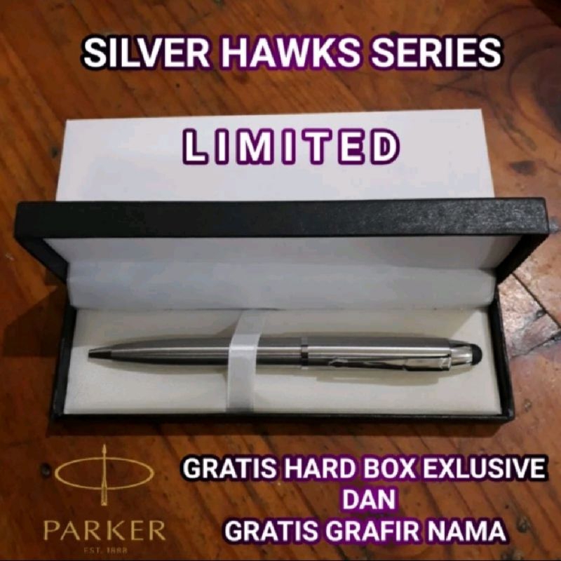 

Pulpen Mewah Silver Hawk Parker Stylus Gratis Grafir Nama Dan Box Exlusive
