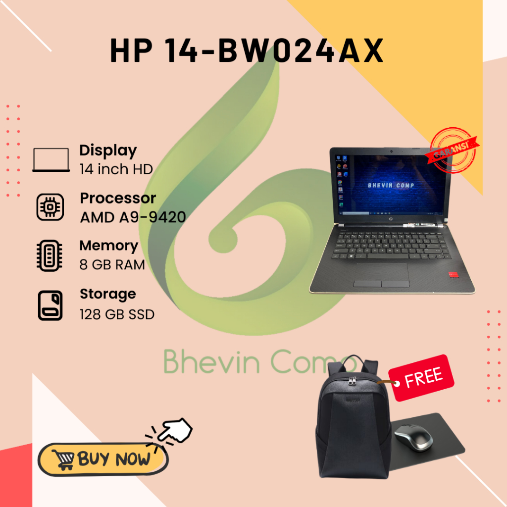 HP 14-BW024AX AMD A9-9420 RAM 8GB SSD 128GB
