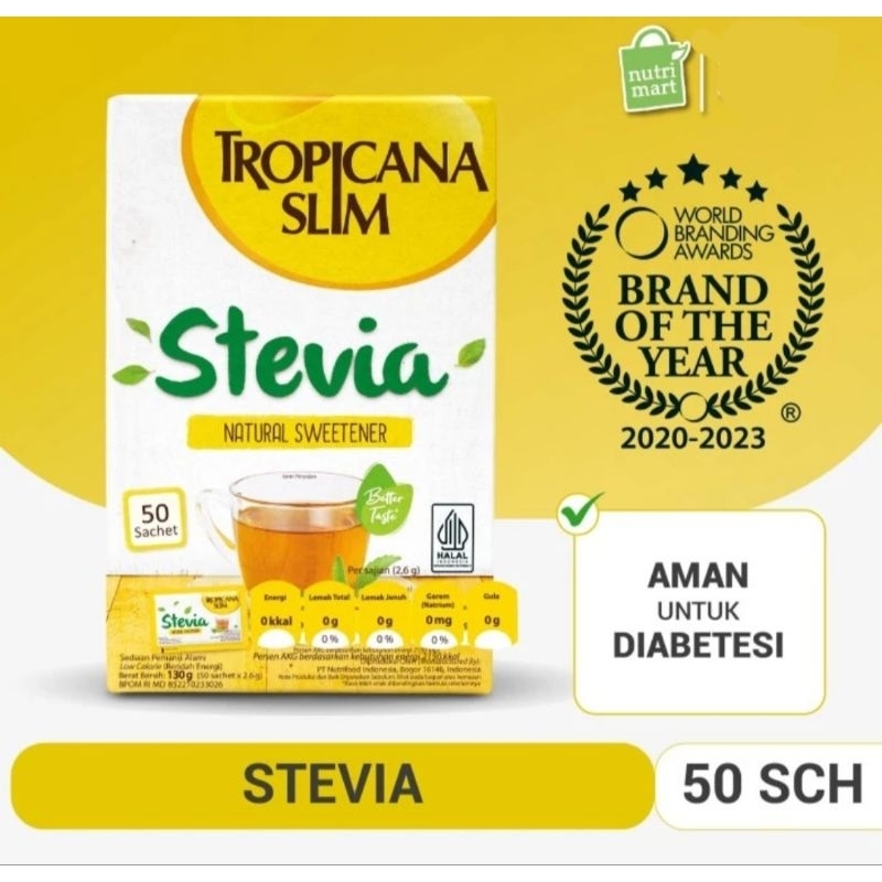 

Tropicana Slim Stevia Natural Sweetener (Isi 50 Sachet)