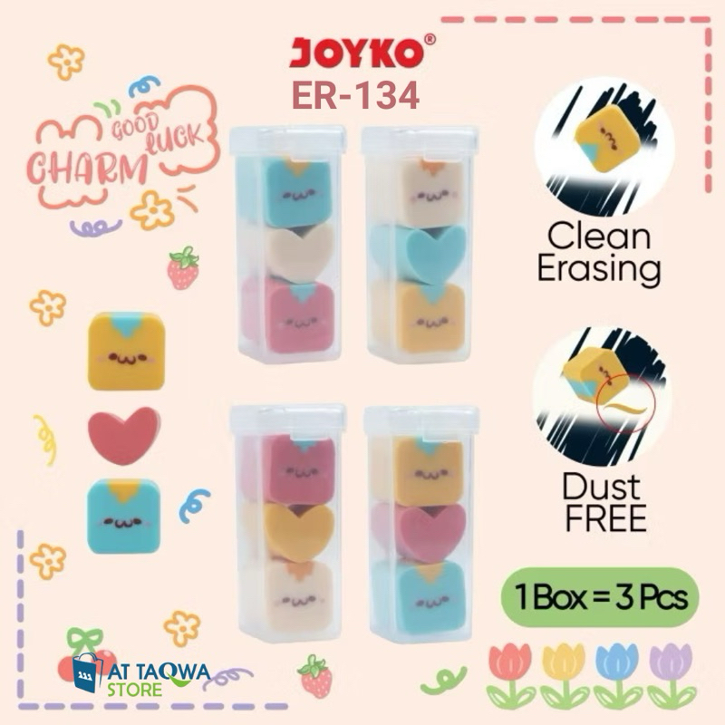 

Penghapus Eraser JOYKO ER-134 Good Luck Charm 1 Pack 3 Pcs Dust Free