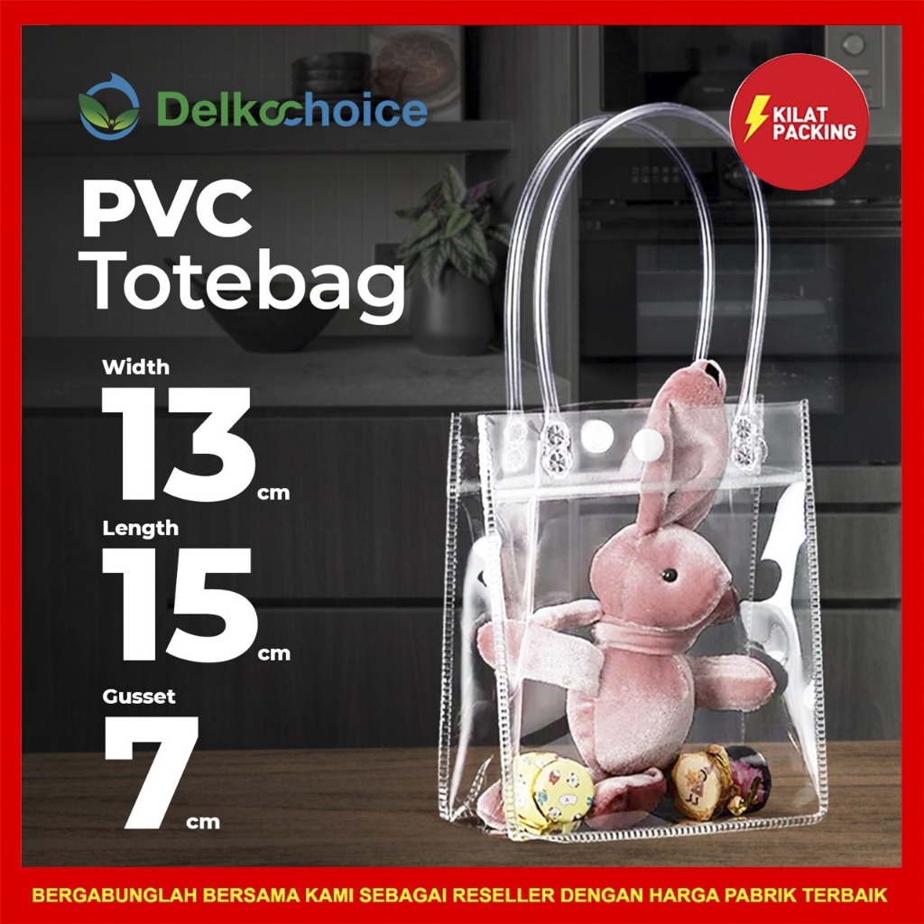 

Tas Mika PVC Transparan Goodie bag Hampers Souvenir Ultah Polos Premium Tote Bag Delkochoice 13x15+7cm