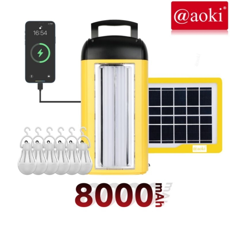 AOKI solar lighting mobile power system 8000mAh power bank multifungsi LED DC / @aoki solar power sy