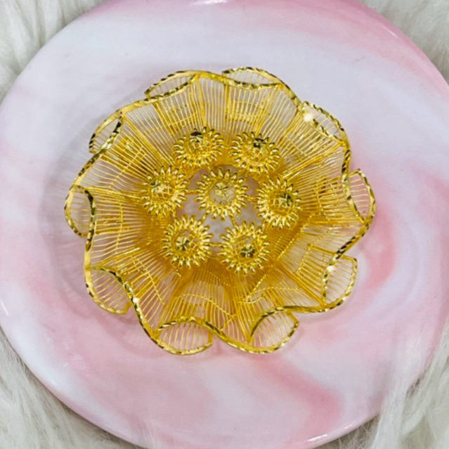 bros bunga kerawang mewah elegant emas asli kadar 700 & 875