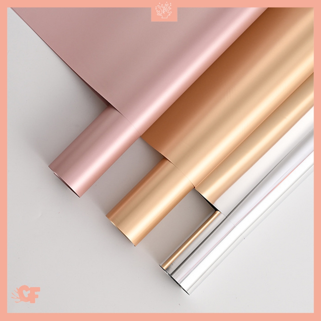 

Kertas Buket Bunga Glossy Gold Silver Rosegold Buket Flower Wrapping Cellophane KB6103