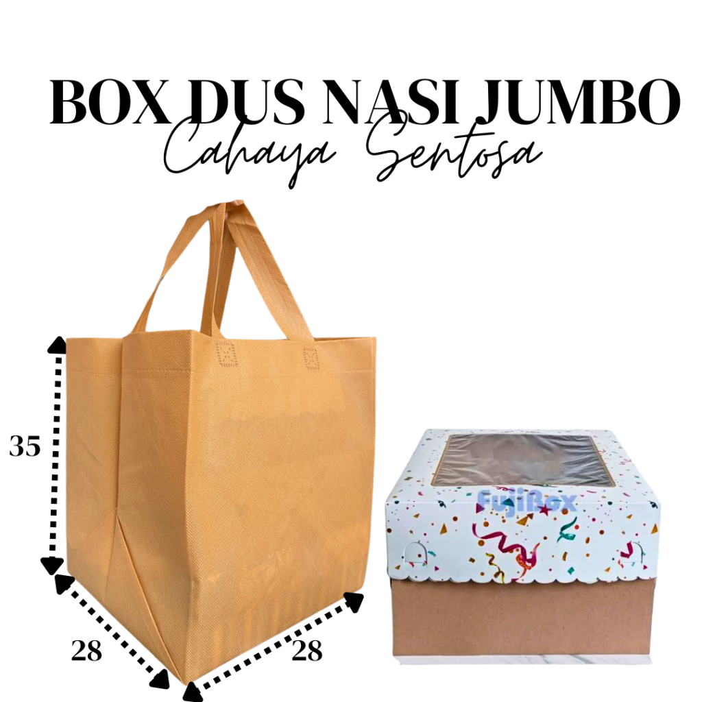 

(1 Lusin) Tas Hajatan Box 25/28 Dus Nasi Jumbo Tinggi 25 cm - Spunbond