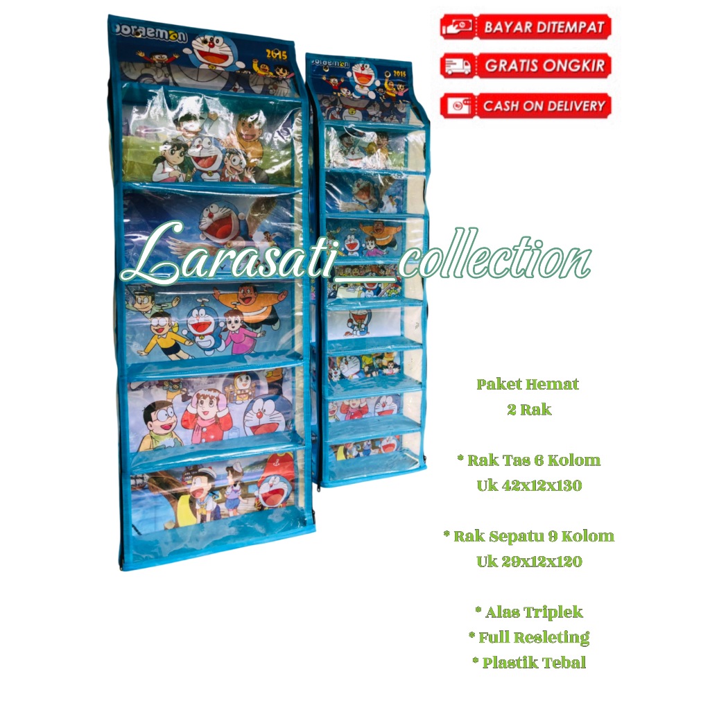 (Alas Triplek) Rak Set 2in1 Rak Tas dan Rak Sepatu Gantung Karakter Alas Triplek Murah