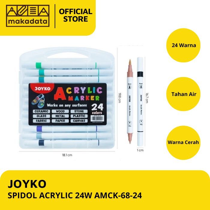 

SPIDOL AKRILIK / ACRYLIC MARKER 24 WARNA JOYKO (1 PCS) MURAH