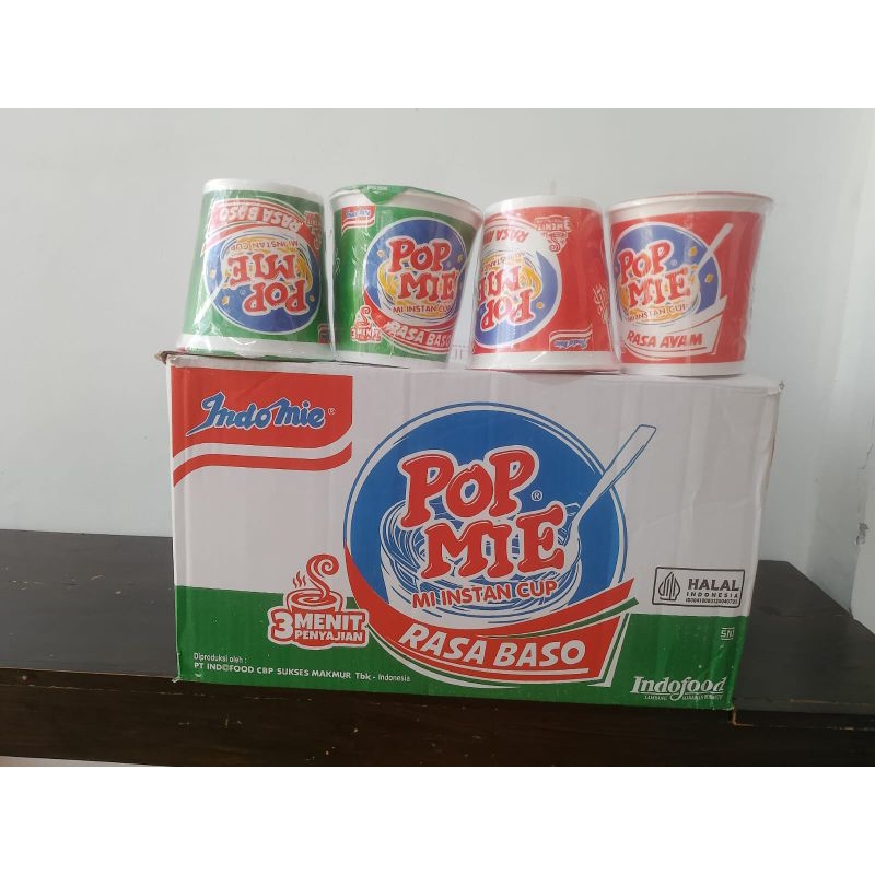 

pop mie ayam bawang dan baso 1dus isi 24