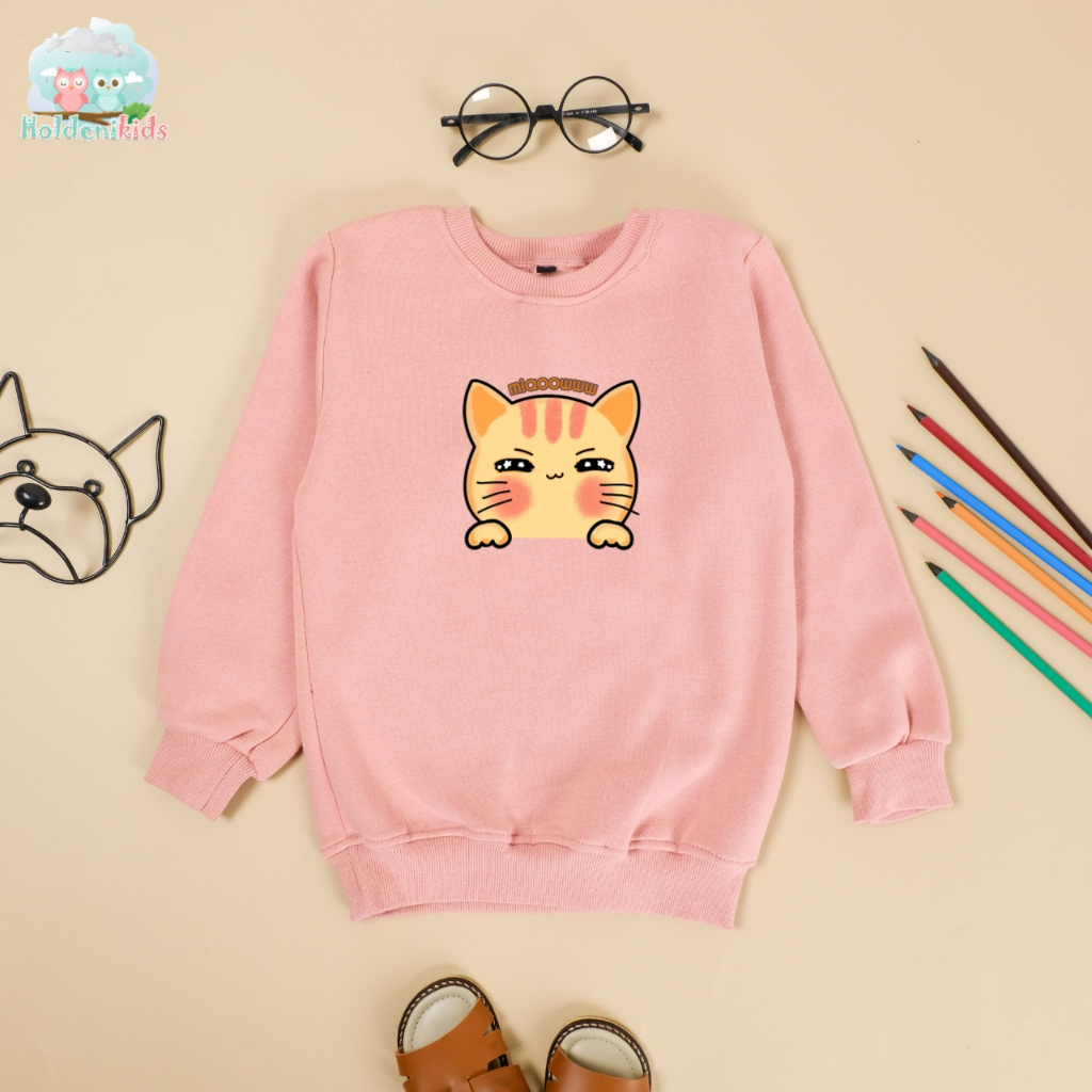 Sweater kruneck anak usia 1-6 tahun bahan fleece pe gramasi 240 tekstur bahan lembut switer lucu ana