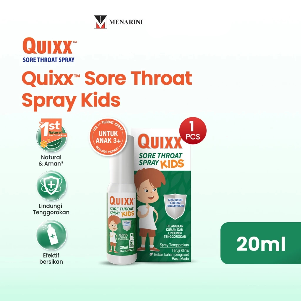 Quixx Sore Throat Spray Kids 20ml - Spray Perawatan Nyeri dan Iritasi Tenggorokan pada Anak
