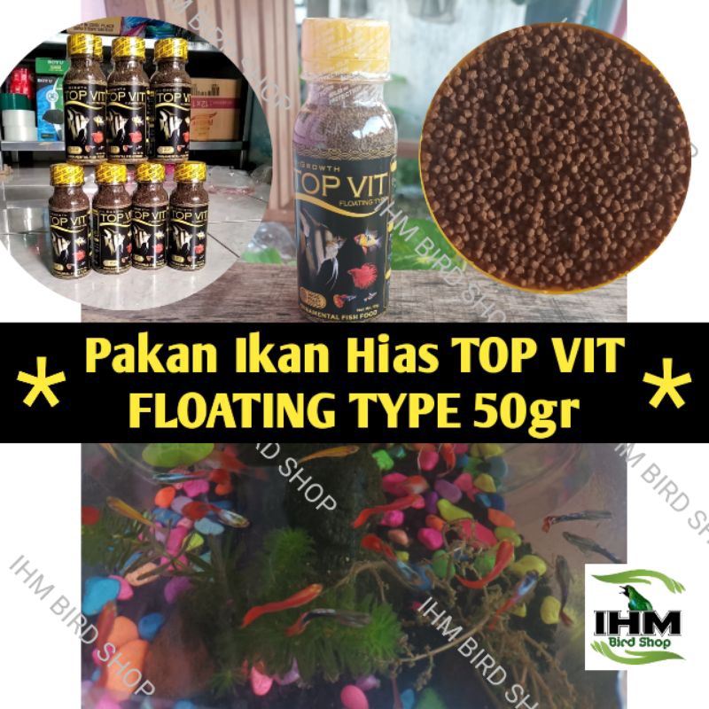 IHM - TOP VIT Pakan Ikan Hias 50gr Makanan micro pellet ikan kecil pacil 0,5 mm Pakan Ikan Hias Keci