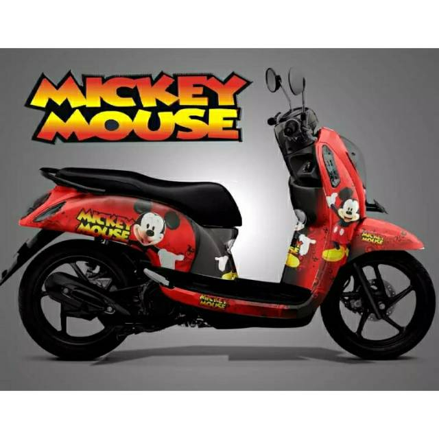 Decal Sticker Motor SCOOPY Full Body Motif Mickey Mouse / Bisa Custom