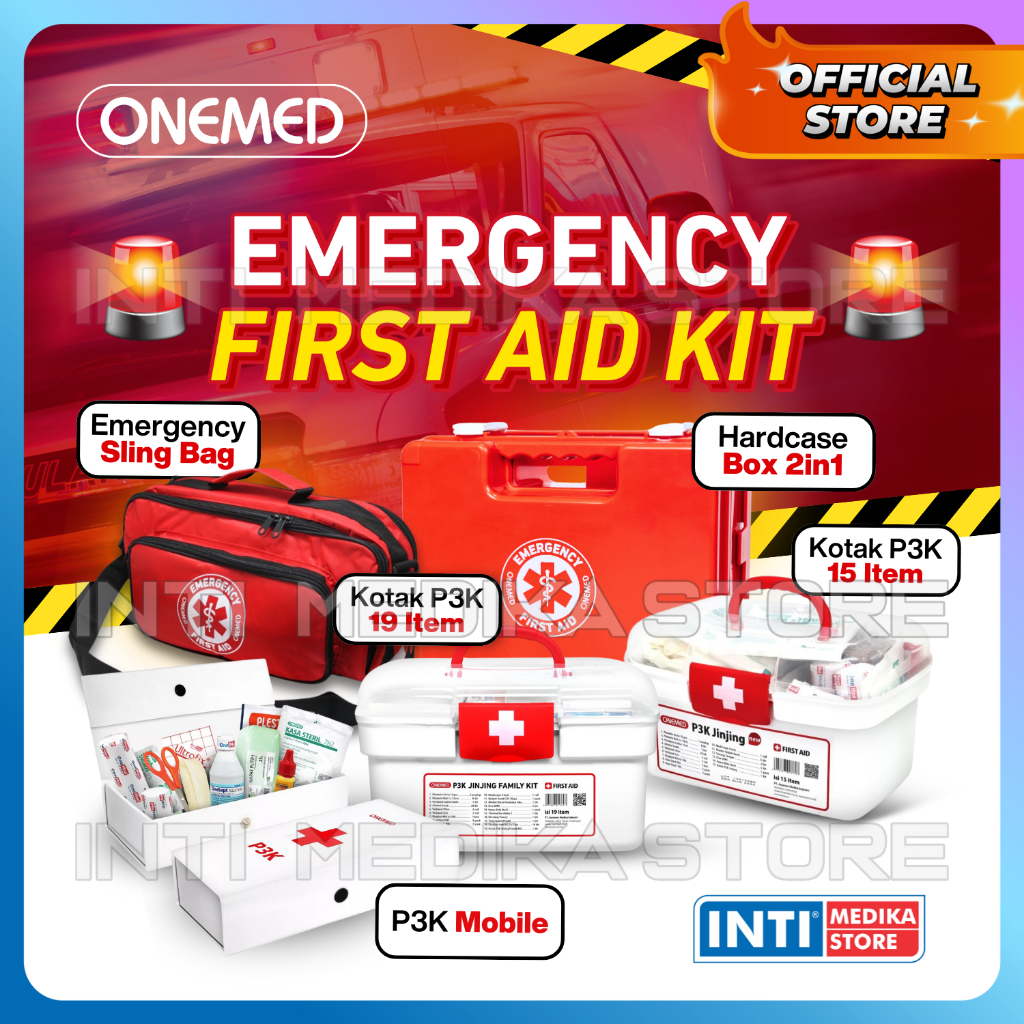 ONEMED - Kotak P3K Mobil Macam-Macam Bentuk Jinjing Dinding Hardcase Box Tas Selempang + ISI Lengkap