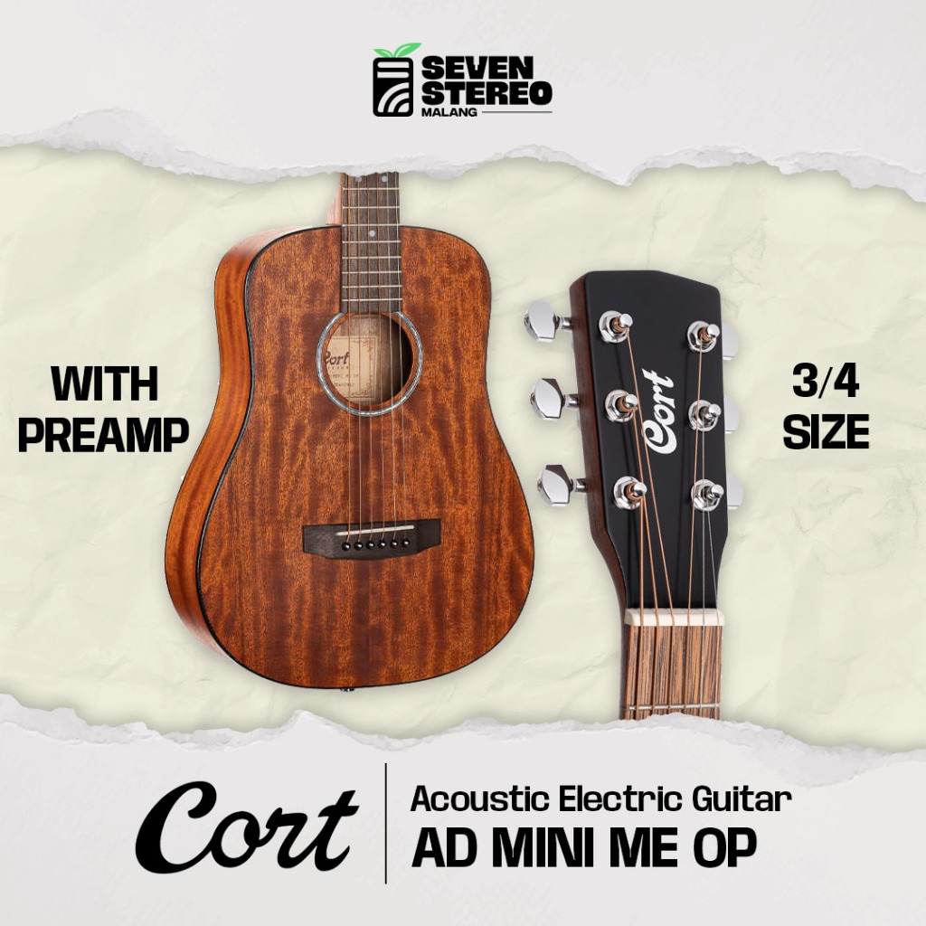 Cort AD-MINI ME OP AD MINI ME OP Acoustic Electric - Gitar Akustik Elektrik dengan Preamp ukuran 3/4