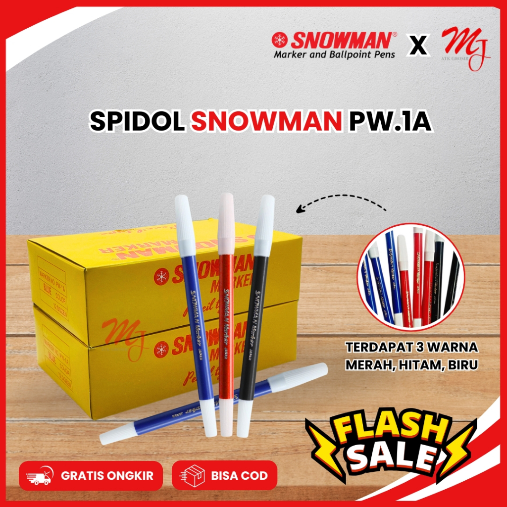 

(12 pcs) Spidol Kecil SNOWMAN Hitam Biru Merah PW-1A 1 Lusin