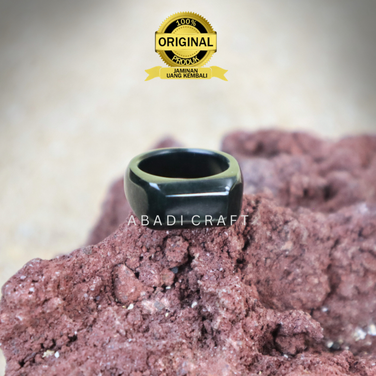 THE LASTING RING Cincin Pria Wanita Keren Aesthetic Batu Akik  Magnet Black Jade Giok Hitam ASLI Ori