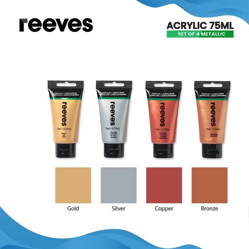

Gramedia Tunjungan : Reeves Acrylic 4x75ml Metallic set