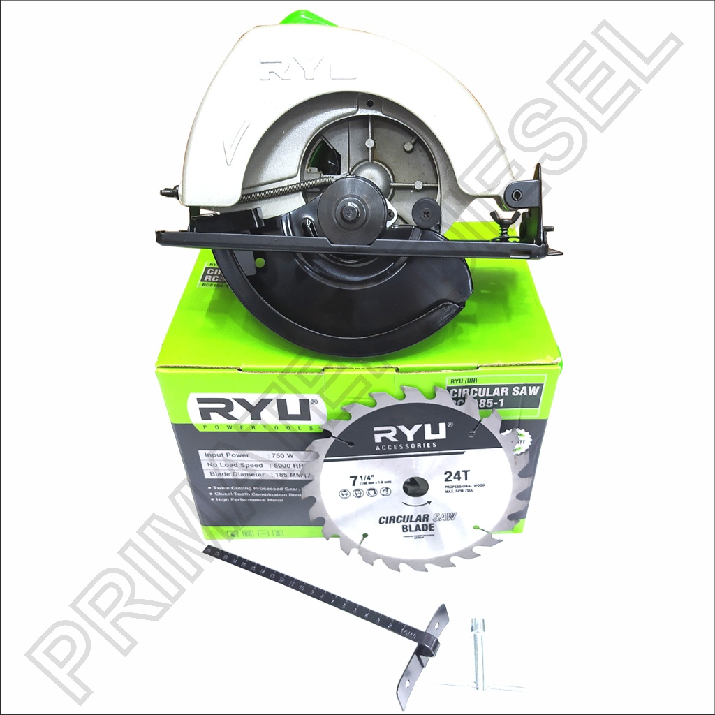 Mesin Gergaji Circle Potong Kayu 7" Listrik RCS185-1 RYU / Electric Circular Saw 7 Inch Pemotong Tri