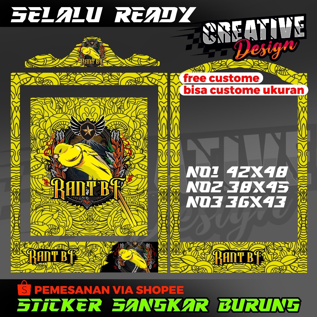 STICKER SANGKAR KOTAK BURUNG KENARI CUSTOM