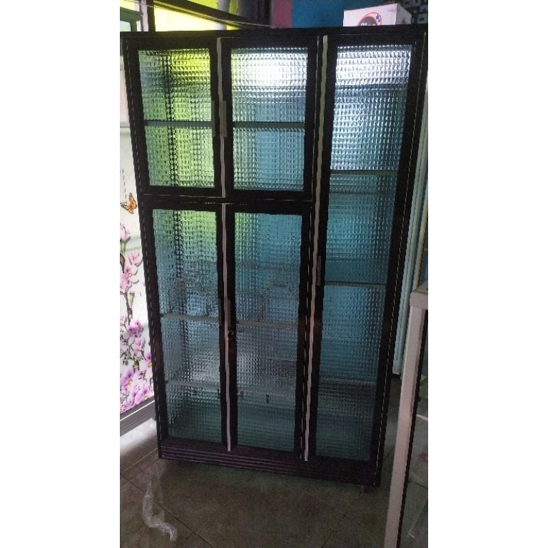 rak piring 5 pintu roda full kaca